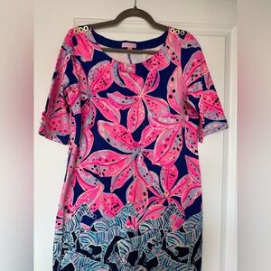 Lilly Pulitzer Vibrant Pink and Blue Floral Dress